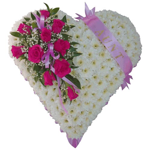 Funeral FlowersCerise Funeral Heart Tribute