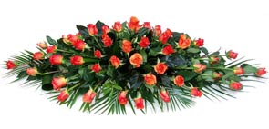 Funeral Coffin Spray - Orange Roses