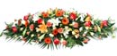 Funeral Coffin Spray - Orange & White Small Image