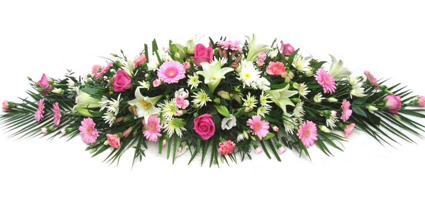 Funeral Flowers Funeral Coffin Spray - Pink & Cream