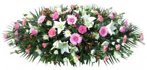 Funeral Coffin Spray - Pink & White
