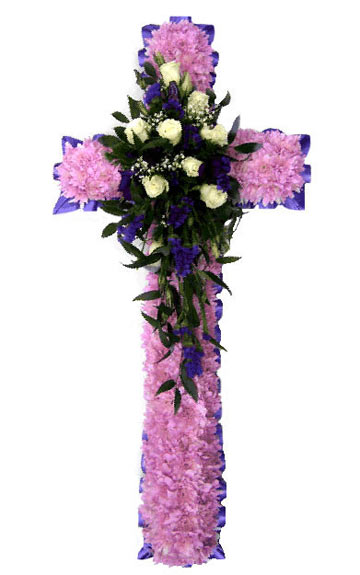 Funeral FlowersFuneral Cross Pink & Purple