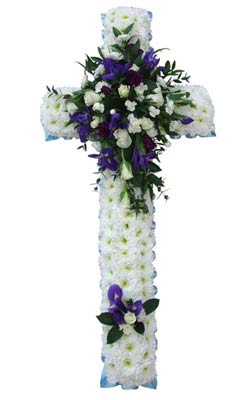 Funeral Cross White & Purple