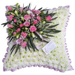 Mauve & White Funeral Cushion