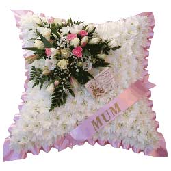 Pink Sash Funeral Cushion