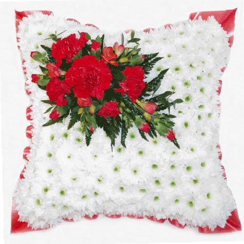 Funeral FlowersRed & White Funeral Cushion