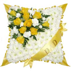 Yellow Sash Funeral Cushion