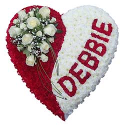 Funeral Heart Red White Name