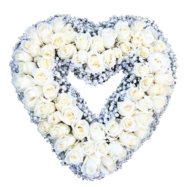 Funeral FlowersRoses and Gyp Funeral Heart