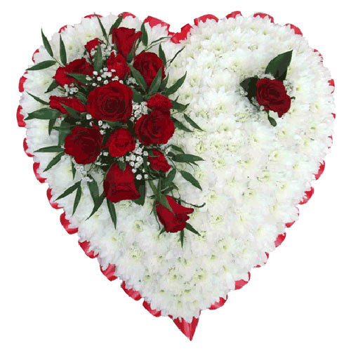 Funeral Flowers Red Rose Heart Tribute