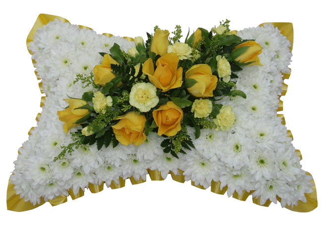 Funeral FlowersFuneral Pillow White & Yellow