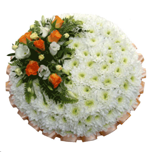 Funeral FlowersFuneral Posy Pad Tangerine