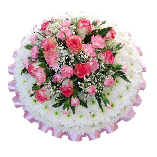 Funeral FlowersFuneral Posy Pad White & Pink