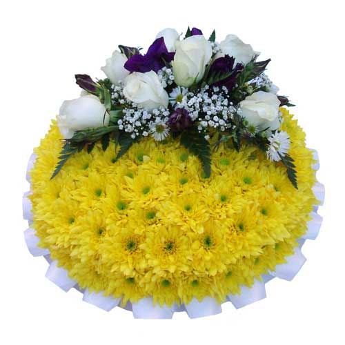 Funeral FlowersFuneral Posy Pad Yellow Base