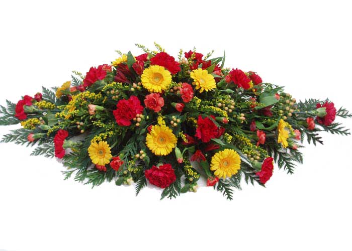 Funeral FlowersYellow & Red Spray