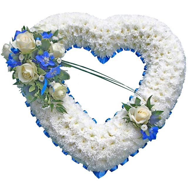 Funeral FlowersOpen Funeral Heart Blue