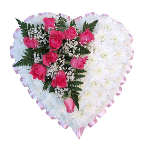 Funeral FlowersPink Rose Funeral Heart