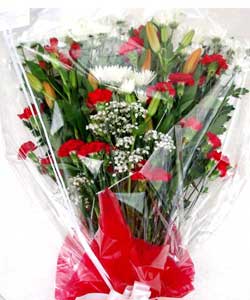 Red & White Funeral Bouquet
