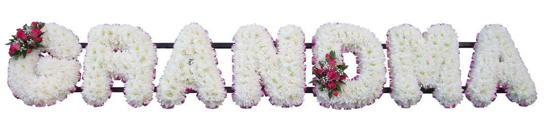 Grandma floral letters funeral tribute