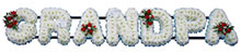 Funeral Flowers GRANDPA Tribute Plain Letters with Blue Edging