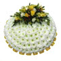 Funeral Flowers Funeral Posy Pad White & Yellow 