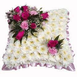 Funeral Flowers Pink & White Funeral Cushion