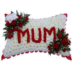 Funeral Flower Pillow tributes come in four sizes, there are several colour options and names can be added either in flowers or on a sash!