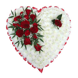 Funeral Flower Heart Tributes are available, in both blocked and open heart styles, we even make bespoke heart tributes to your !