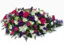 Funeral Flowers Cerise Pink, Purple & Cream Spray  - 18 - 20 Inches