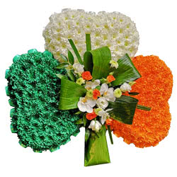 Irish Funeral Flower Tributes, including the Irish Flag, Shamrock, Guiness Bespoke Tributes and all Funeral Flowers in the colours of Ireland.