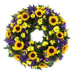 Funeral Flower Wreath Rings come in six sizes from 10 to 21 inch, they can be blocked tributes or open flower floral designs.