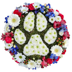 Funeral Flowers Dog Paw Print Floral Tribute