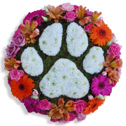 Funeral Flowers Paw Print Bespoke Funeral Tribute