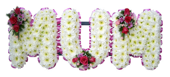 Funeral Flowers MUM Name Frame Tribute - Pink