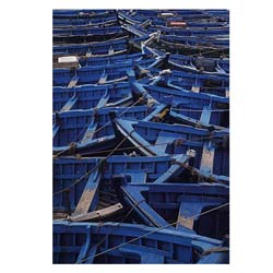 Photowrap Blue Boats Greeting Card