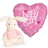 Baby Girl gifts including soft toys, greeting cards, balloons, soothers, comforters, musical toys, blankies, flowers, rattles and chimes all coming with UK and international delivery options.
