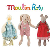 Moulin Roty are a French soft toy, rag dolls, baby soothers, comforters, rattles and activity toys designers including their premiere line 'La Grande Famille'.
