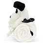Baby Jellycat Bashful Black & Cream Puppy Blankie Side