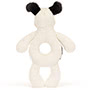Baby Jellycat Bashful Black & Cream Puppy Ring Rattle Back