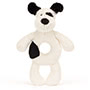 Baby Jellycat Bashful Black & Cream Puppy Ring Rattle Front