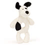 Baby Jellycat Bashful Black & Cream Puppy Ring Rattle 