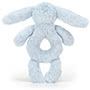 Baby Jellycat Bashful Blue Bunny Ring Rattle Back