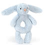 Baby Jellycat Bashful Blue Bunny Ring Rattle 