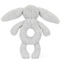 Baby Jellycat Bashful Silver Bunny Baby Ring Rattle Back