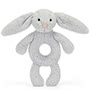 Baby Jellycat Bashful Silver Bunny Baby Ring Rattle Front