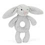 Bashful Silver Bunny Baby Ring Rattle