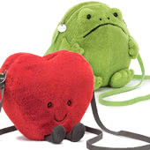 Jellycat Bags including Amuseable Rainbow|Banana|Heart|Moon|Sun|Avocado plus Munro Scottie Dog|Ricky Rain Frog and Bartholomew Bear Bag