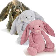 The full range of Bashful Bunnies including Beige, Cream and Cottontail Bunny