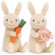 Jellycat Bonnie Bunnies including Bunny with Carrot, Egg and Peony