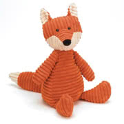 Jellycat Fox stuffed animals, jitters, teething rings, soothers, ring rattles and blankies, all baby safe.